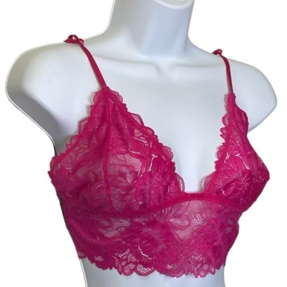 Free People Everyday Pink Lace Longline Bralette sz L New - Picture 5 of 8
